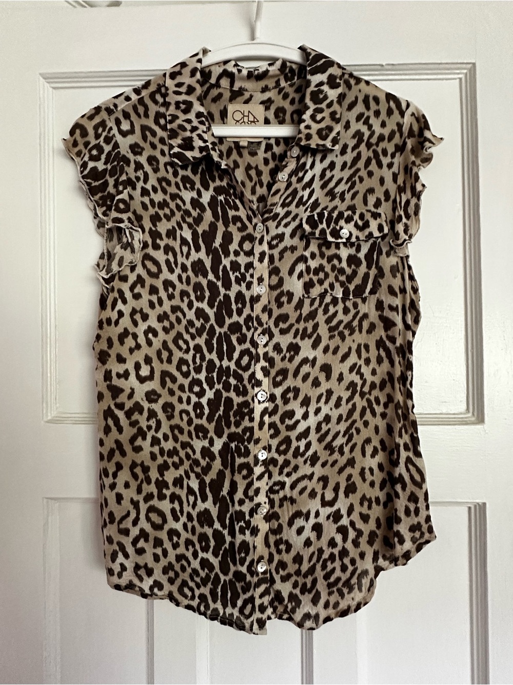 Leopard Print Button-Front Blouse |100% Viscose